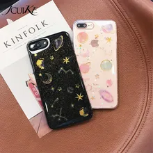 

New Starry sky Bling bling Black Phone Case For iphone X Case Candy Color Back Cover For iphone 6 6S 7 8 Plus Fashion Soft Shell