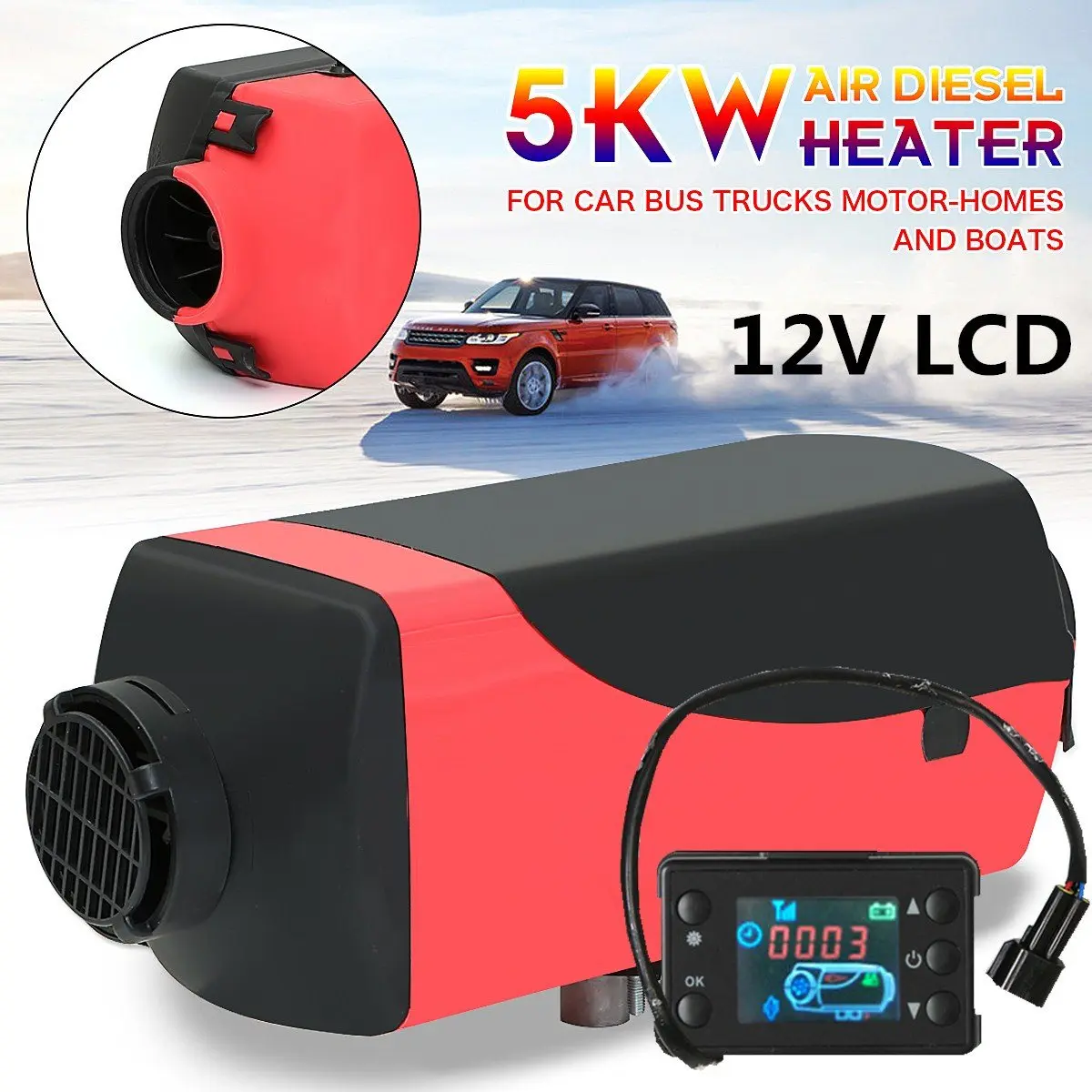 

12V 5kw Air Parking Heater Diesels Parking Heating LCD Digital Switch For Boat Bus Truck Car Similar to web-asto Diesels Heater
