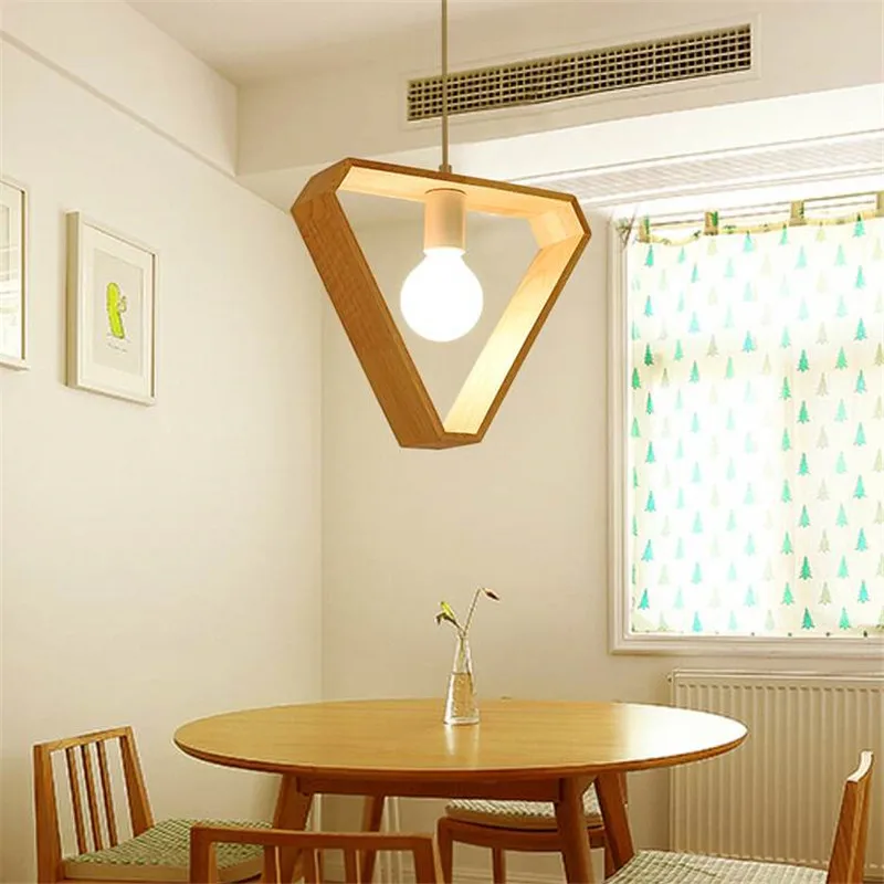  Star wish Nordic geometric wood pendant lamp holder design solid wood Kitchen dining room creative  - 32955705969