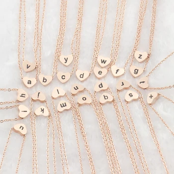 

Wholesale 10Pcs/Lot Gold Filled Initial Heart Statement Necklace Jewelry Stainless Steel Letter Alphabet Pendant For Women Gift