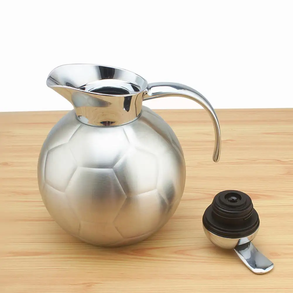 

1.2L Thermos Vacuum Flask Double-wall Thermal Insulated Kettle 304 Stainless Steel Water Coffee Tea Pot Jug Soccer Shaped Kettle