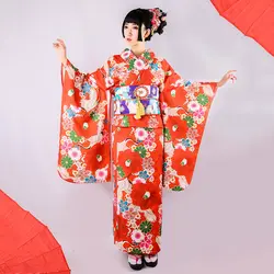 Японский стиль для женщин кимоно, юката, банный халат Винтаж Улучшенная 10 шт. костюмы для косплея Элегантный женский костюм гейши длинный