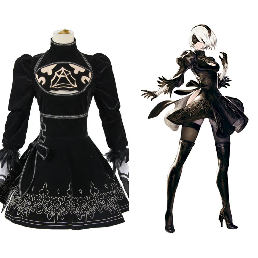 

Cosplay NieR:Automata 2B Costume Full Set Uniform Dress Cosplay Costume Full Set Uniform Halloween Carnival