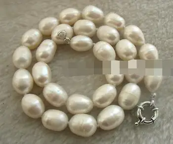 

freshwater pearl white 10-11mm egg necklace 17" wholesale nature beads gift