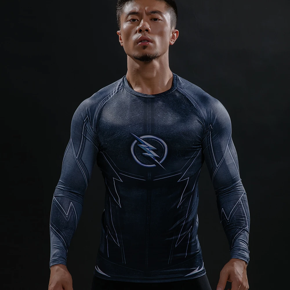 ZOOM 3D Printed T-shirts Men Raglan Long Sleeve Compression Shirt Flash Cosplay Costume crossfit fitness Clothing Tops Male