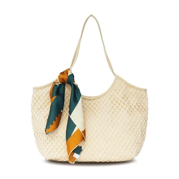 

Canvas Mesh Beach Bag New Trend Fashion Canvas Net Bag Female Bag Women Handbag Shoulder Bag