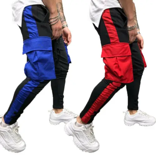 

Hirigin 2019 New Cotton Men Pockets Pants Slim Fit Casual Sports Trousers Running Tracksuit Jogger Cargo Loose Pants