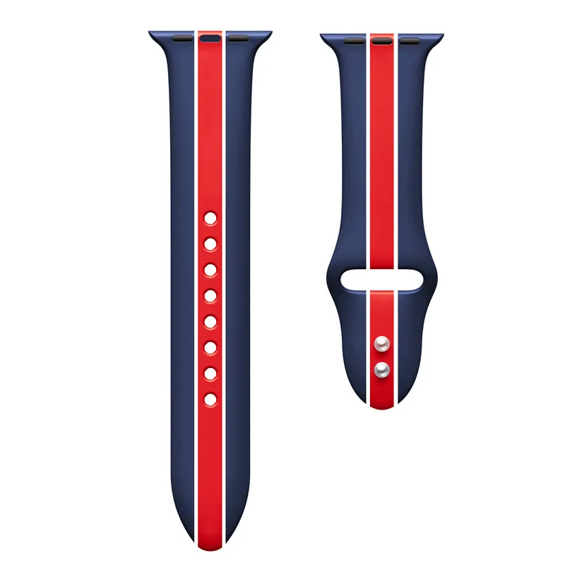 Red white Синий силиконовый ремешок для Apple Watch band 4 44 мм 40 мм спортивный сменный Браслет для iwatch series 3 2 38 мм 42 мм ремешок для часов - Цвет ремешка: Red white
