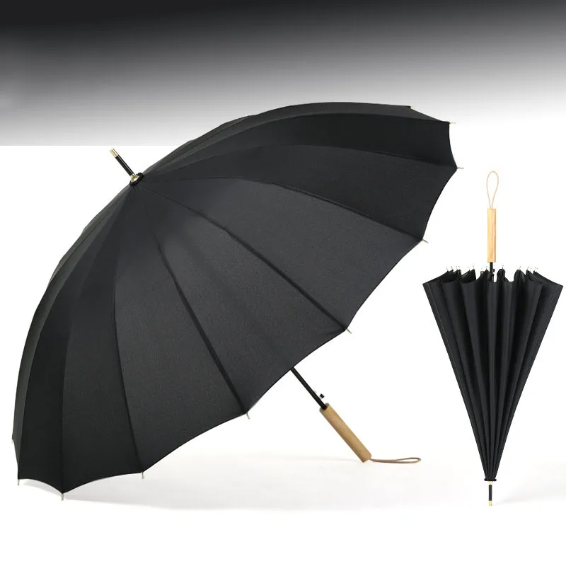 Yesello длинный зонт цвета Макарон 16K с ветрозащитной гладкой деревянной ручкой большой мужской зонт от дождя черный элегантный деловой зонт