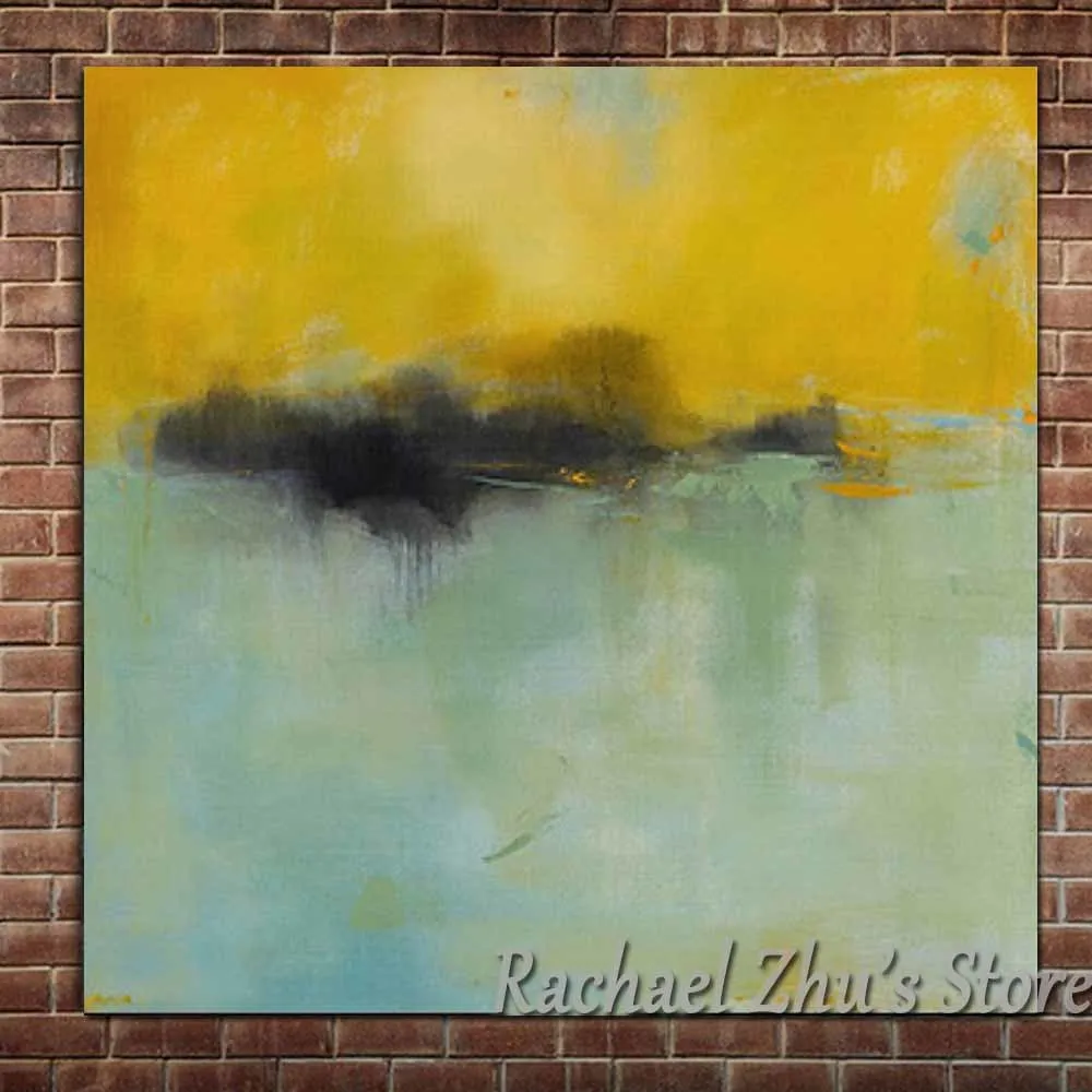 

Hand Painted Abstract Yellow And Green Oil Paintings On Canvas Abstract Art Wall Picture For Living Room Bedroom Home Wall Decor