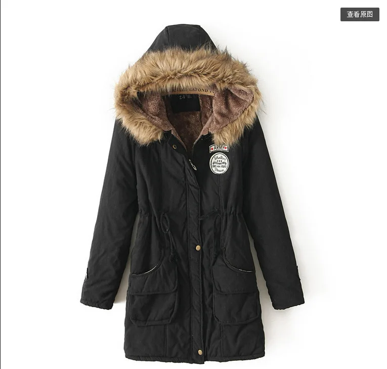 woman parkas winter warm long appliques pockets cute solid zipper hooded thick female long sleeve parkas boho 2019