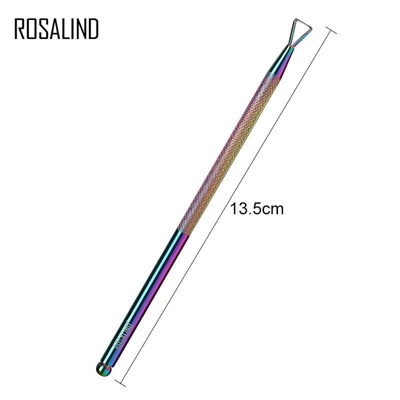 ROSALIND 1 шт. Радуга треугольники головы УФ гель для удаления нержавеющая сталь толкатель маникюр Дизайн ногтей инструмент