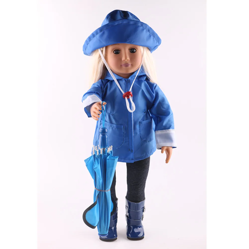 

Raincoat 6 Pieces Set Fit 18 Inch American 43cm Baby Doll Clothes Accessories, The Best Christmas Gift For Children