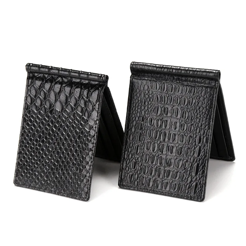 

New Korean version of the ultra-thin gold folder wallet crocodile pattern snake fashion mini card package creative wallet