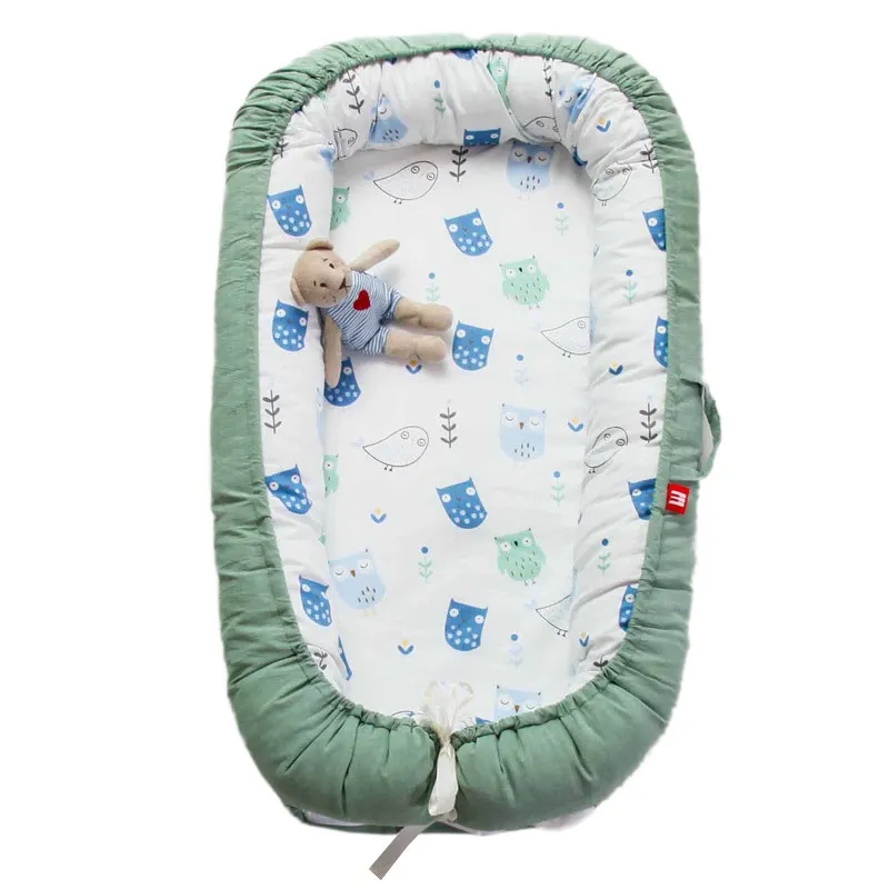 Нордическая хлопковая люлька дышащая детская люлька бампер складной спальное место для новорожденного путешествия кровать 15 цветов 90*50 переносная детская кровать-гнездо - Цвет: A10