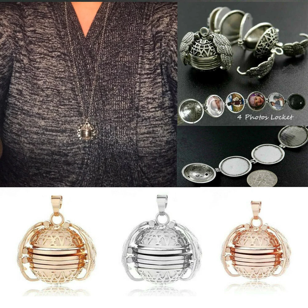 

Magic Photo Pendant Memory Floating Locket Angel Wings Necklace Plated Essential oil diffuser Flash Album Box Necklaces Women