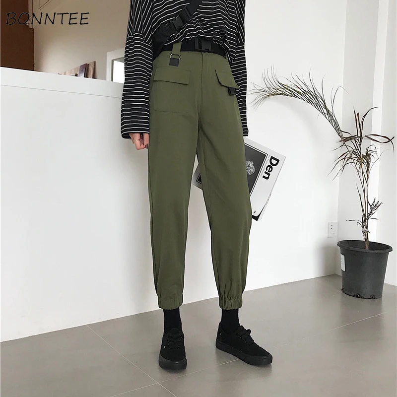 

Pants Women Retro Cargo Trousers Korean Style Harajuku Leisure Womens Zipper Pockets Trendy Students Elegant High Waist Daily