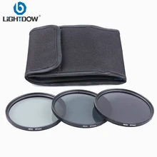 Lighthoe kit de filtro de lente nd2, conjunto de filtro de lentes nd4 nd8 3 em 1 cinza 49mm 52mm 55mm 58mm 62mm 67mm 72mm 77mm para câmera canon, nikon, sony, pentax
