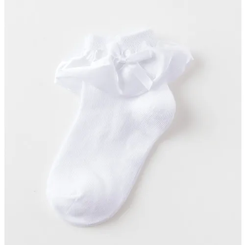 1 пара детских кружевных носков удобные винтажные кружевные Гольфы с оборками для девочек носки принцессы для маленьких девочек милые Школьные носки с цветочным рисунком - Цвет: Белый