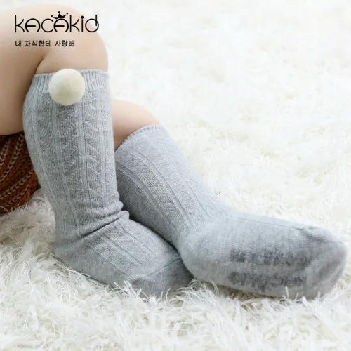 От 0 до 4 лет, милые однотонные хлопковые теплые носки до колена для маленьких мальчиков и девочек - Цвет: Light Gray