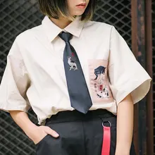 Галстук-бабочка Женская Ретро Индивидуальность ленивый ukiyoe draw tide галстук дикая Черная Женская рубашка галстук подарок