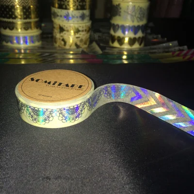 

Foil Laser High quality washi paper tape 15mm*10m/ Foil Laser different design masking washi paper tape