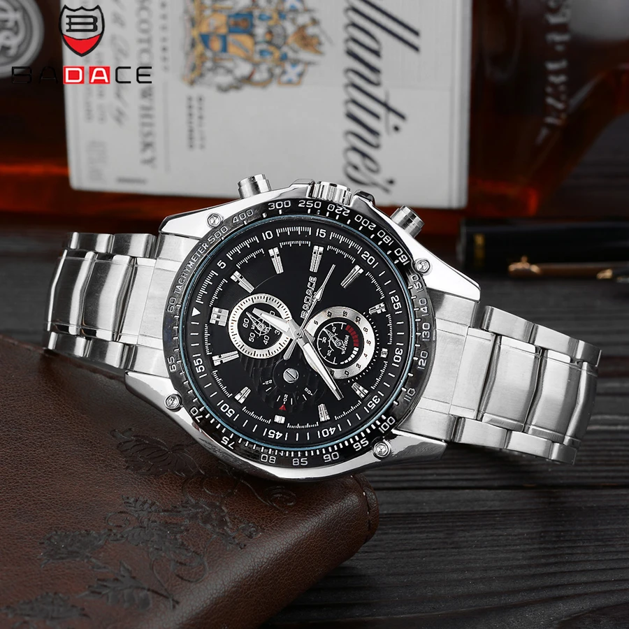 

BADACE Casual Men Quartz Watches Stainless Steel Luxury Brand Clock Man Watch High Quality Wristwatches with Calendar 2542