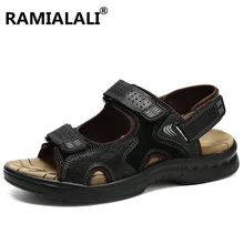 Мужские сандалии из натуральной кожи; Летняя Пляжная Мужская обувь для отдыха; высококачественные кожаные сандалии; мужские сандалии