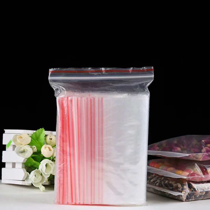 

100pcs/pack Jewelry Ziplock Zip Zipped Lock Reclosable Plastic Poly Clear Storage Bags Thickness 0.05mm