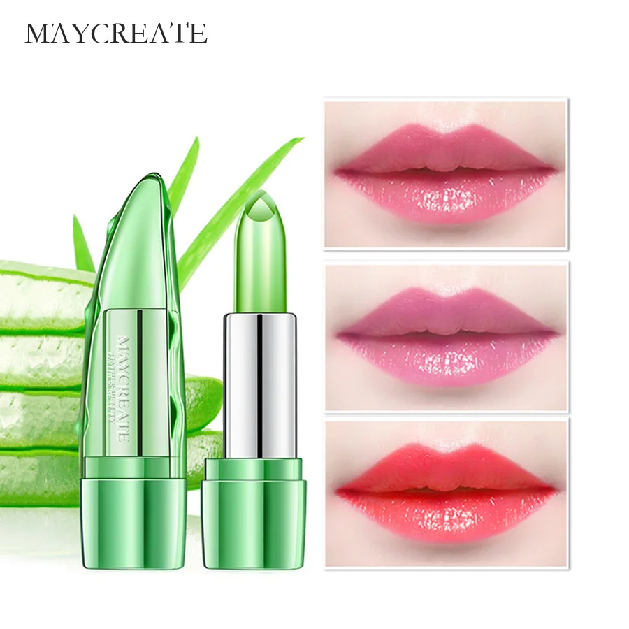 

MayCreate Lip Balm Waterproof Jelly lipstick Moisturizing Lip Gloss Natural Aloe Honey Sexy Temperature Color Change Lip Stick