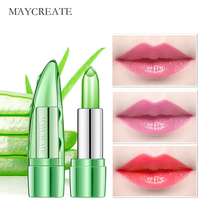 Maycreateリップ防水ゼリー口紅保湿リップグロスナチュラルアロエ蜂蜜セクシーな温度色変化リップスティック Lip Balm Aliexpress