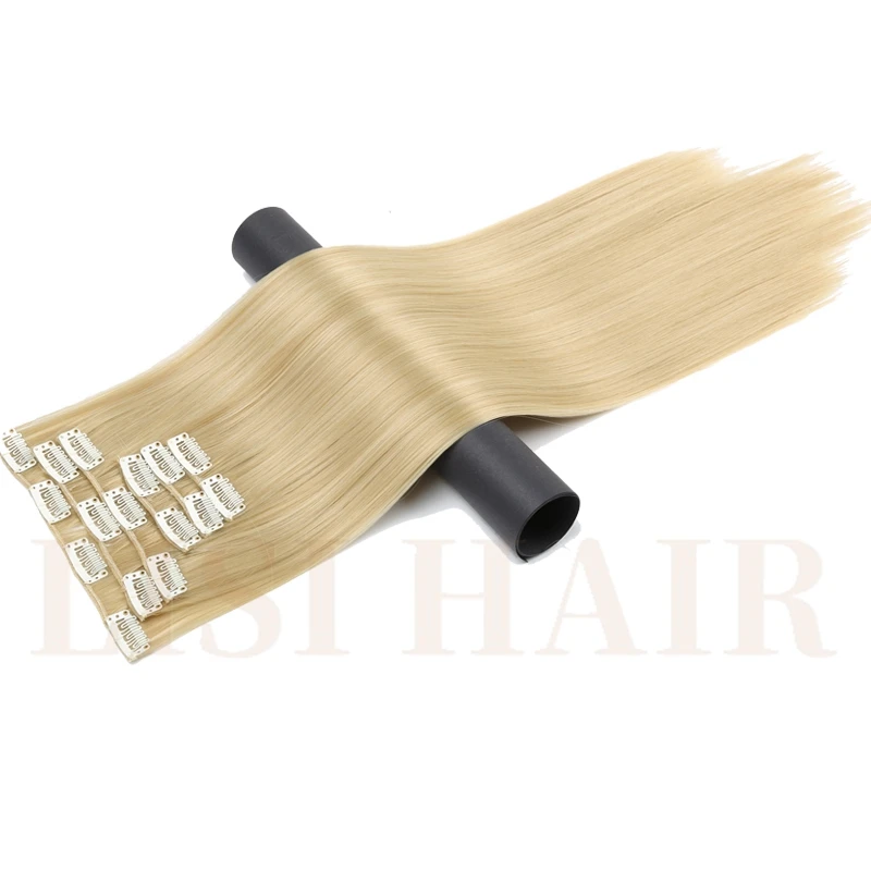 

LISI HAIR Six Piece 24 Inch Long Synthetic Hair 16 Clips Synthetic Fake False Hairpiece Clip In Hair Extension