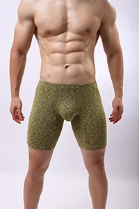 Men's Long Leg Solid Sport Fashion Soft Casual Boxer Underwear man shorts 07
