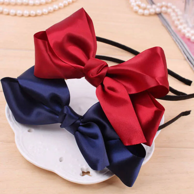 

Red Blue Ribbon Double-layer Bowknot Hairband Headwear Hair Accessories for Women