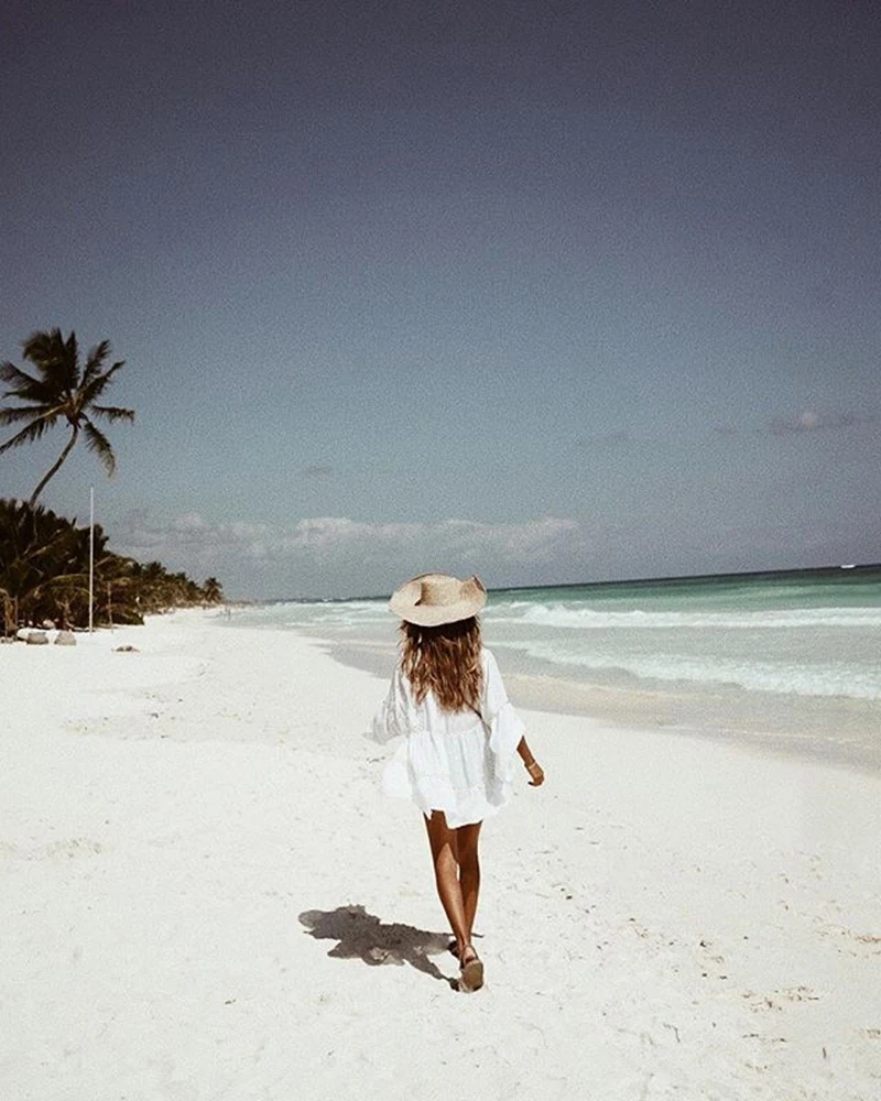 Ordifree летнее женское сексуальное платье-рубашка с длинным рукавом, белая кружевная короткая туника, Пляжное платье