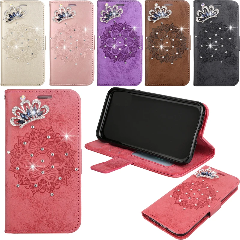 

Mandala Jewelled Leather Flip Wallet Case Soft Phone Cover Fundas for iPod Touch 5 6 for Apple iPhone 5 5S SE 6 6S 7 8 Plus X XS