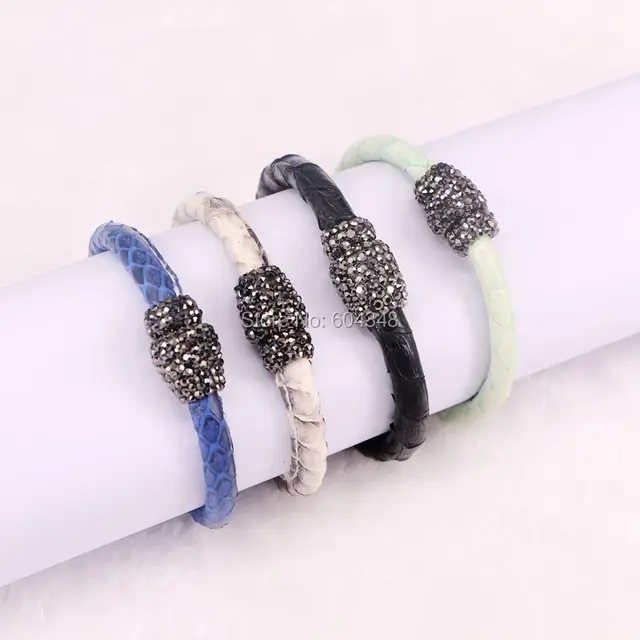 5pcs Zyz131 2982 Leather Magnetic Bracelets Pave Crystal 5pcs Zyz131 2982 Leather Magnetic Bracelets Pave Crystal Clasp Bangle Snake