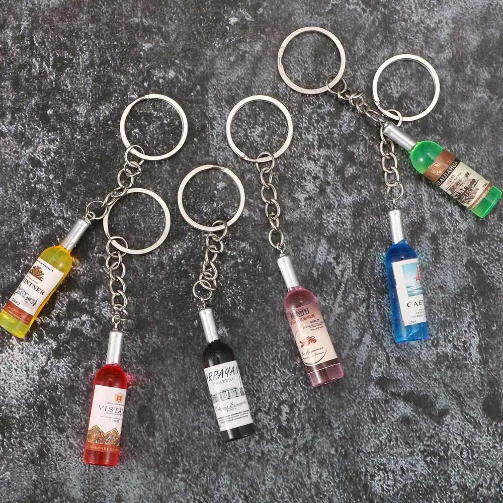 New Women/Men's Fashion Handmade Resin Wine Bottle Key Chains Key Rings