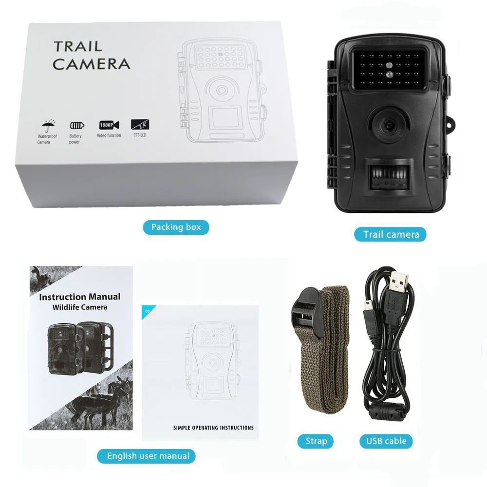 Trail camera HD 720 P игра в дикой природе камера без свечения черная инфракрасная скаутинг камера с 2,4 дюймовым ЖК-дисплеем 26 шт. ИК-светодиоды для охоты