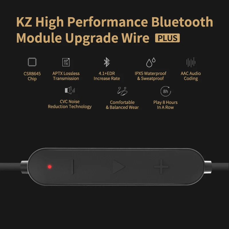 KZ Waterproof Aptx Blueooth Module 4 2 Wireless Upgrade Module Cable Detachable Cord Applies Original Headphones ZS10AS10ZSTZS6