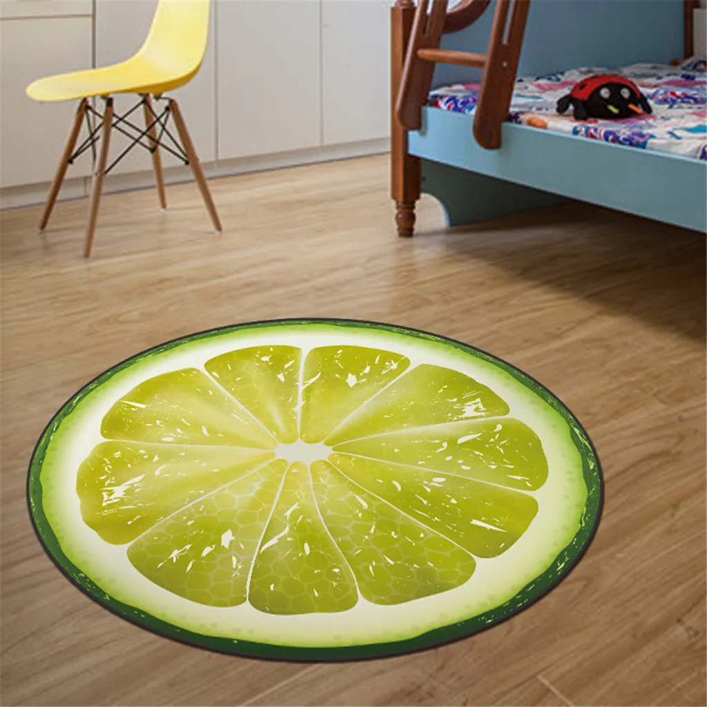 Лето фруктовый узор круглый кристалл бархат коврик для кухни, ванной 60#80#100 см