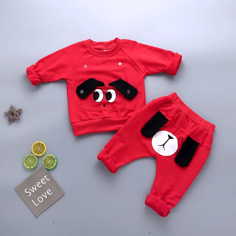 

2019 New Children Boys Girls Clothes Sets Spring Autumn Clothes Cartoon Cotton Tops T-shirt + Pants Baby Kids 2 Pcs Suit 1-4Yea
