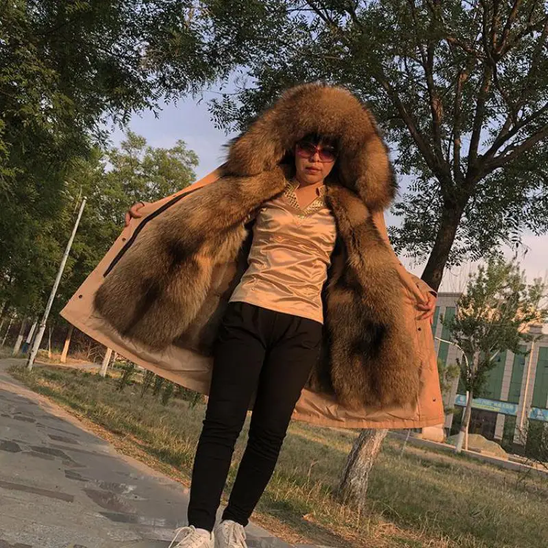 

2019New Parker King Chinchilla Full-skinned Removable Inner Bill Full-skinned Mink Fur Door Flap Mink Jacket