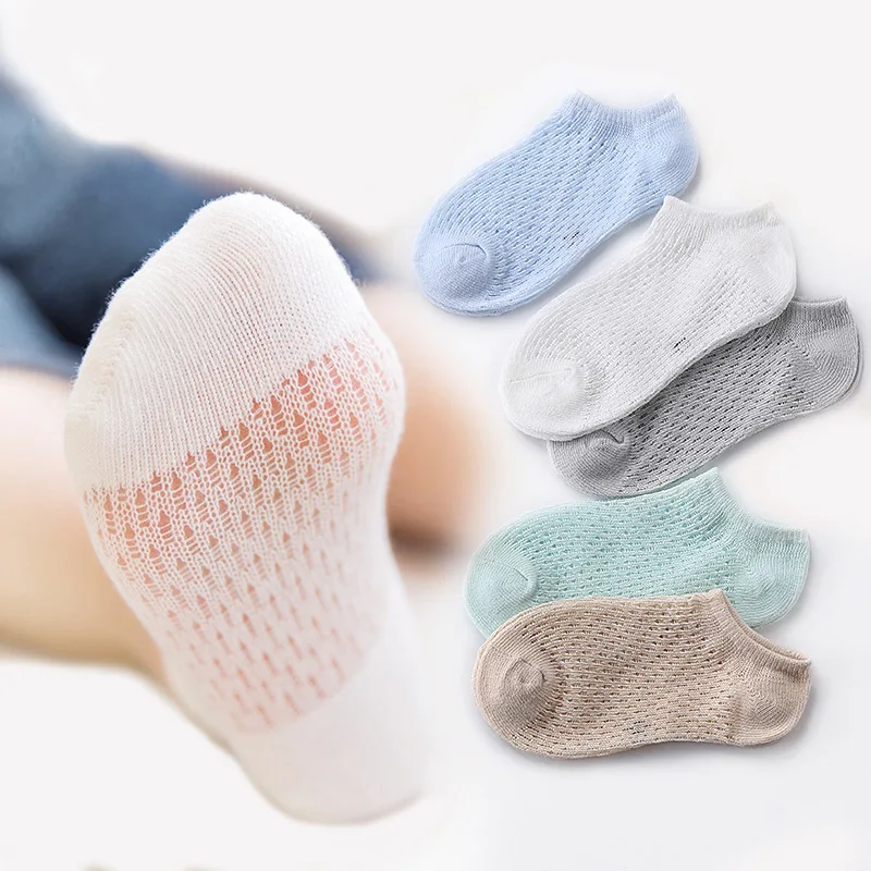 

5PCS Children's Socks Spring Summer New Boys Girls Cotton Thin Breathable Baby Mesh Sock white soft for newborn toddlers infant