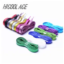 Новые плоские шнурки цветные блестящие шнурки металлические шнурки для обуви 110 см беговые шнурки для обуви 4 пар/лот