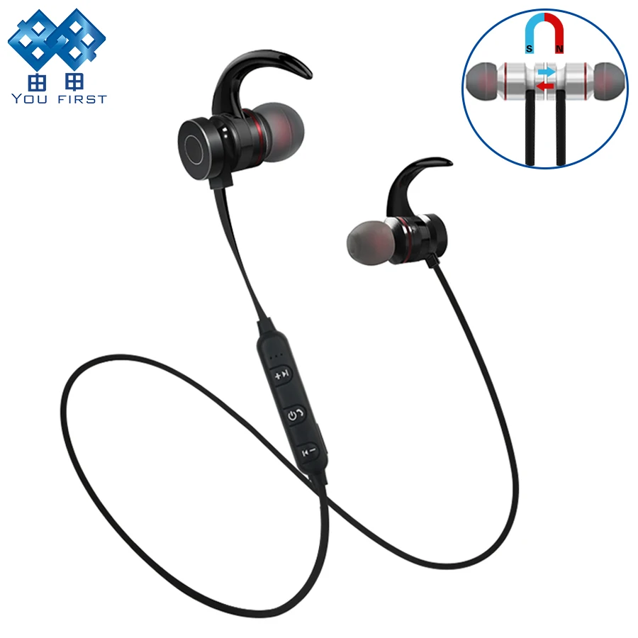 

YOU FIRST Earphone Wireless Stereo Bass Bluetooth Headphones Metal Magnetic Handsfree Sport Headset With Microphone For Phone