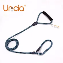 

[Uncia] 8mm Diameter Stripled Blue and Black Small Dog Collar and Leash Set Soft Handle Training and Walking Puppy Leashes
