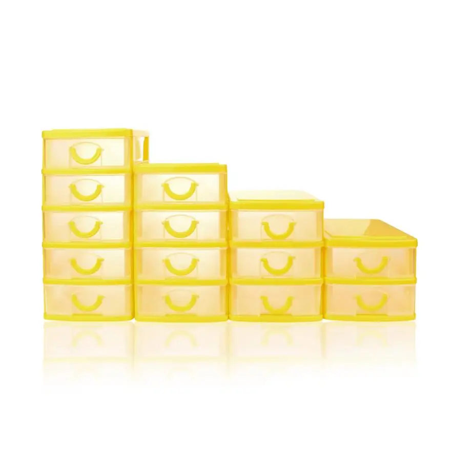 Лидер продаж, милая многослойная прочный Пластик Настольный ящик для хранения всякой всячины Чехол для мелких предметов мусора коробка для хранения ювелирных изделий, инструмент - Цвет: Yellow