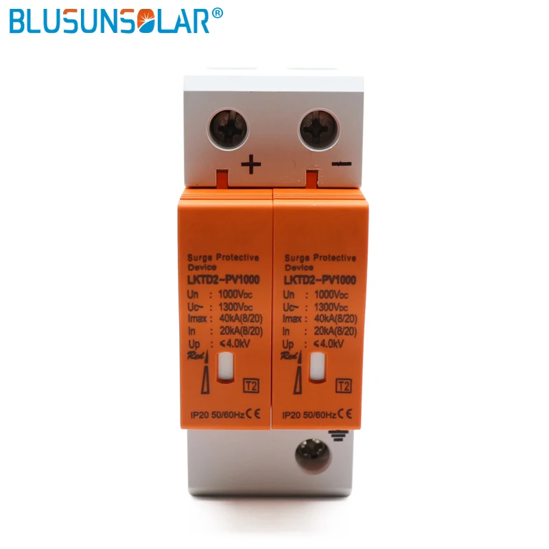

2pcs CE Approved 2P DC 1000V SPD 20-40kA DC Surge Suppressors/ DC Surge Protector for Solar System Protection