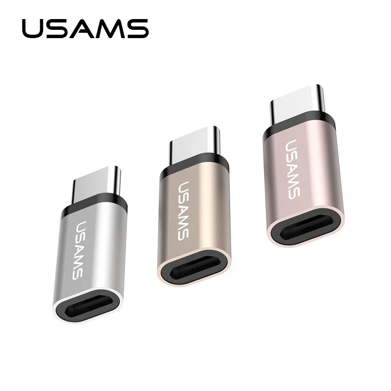 

USAMS Micro Usb to Type C Type-C Adapter Alumnium Alloy Gold Plating Data Sync Charging For Xiaomi Zuk Z1 Macbook Chromebook